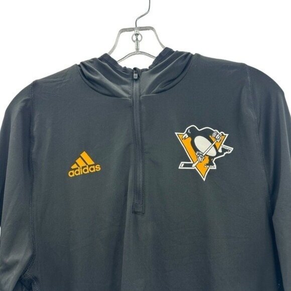 Pittsburgh Penguins Men's S 1/2 Zip Hoodie Hooded Sweatshirt NHL Hockey Black - Picture 3 of 7